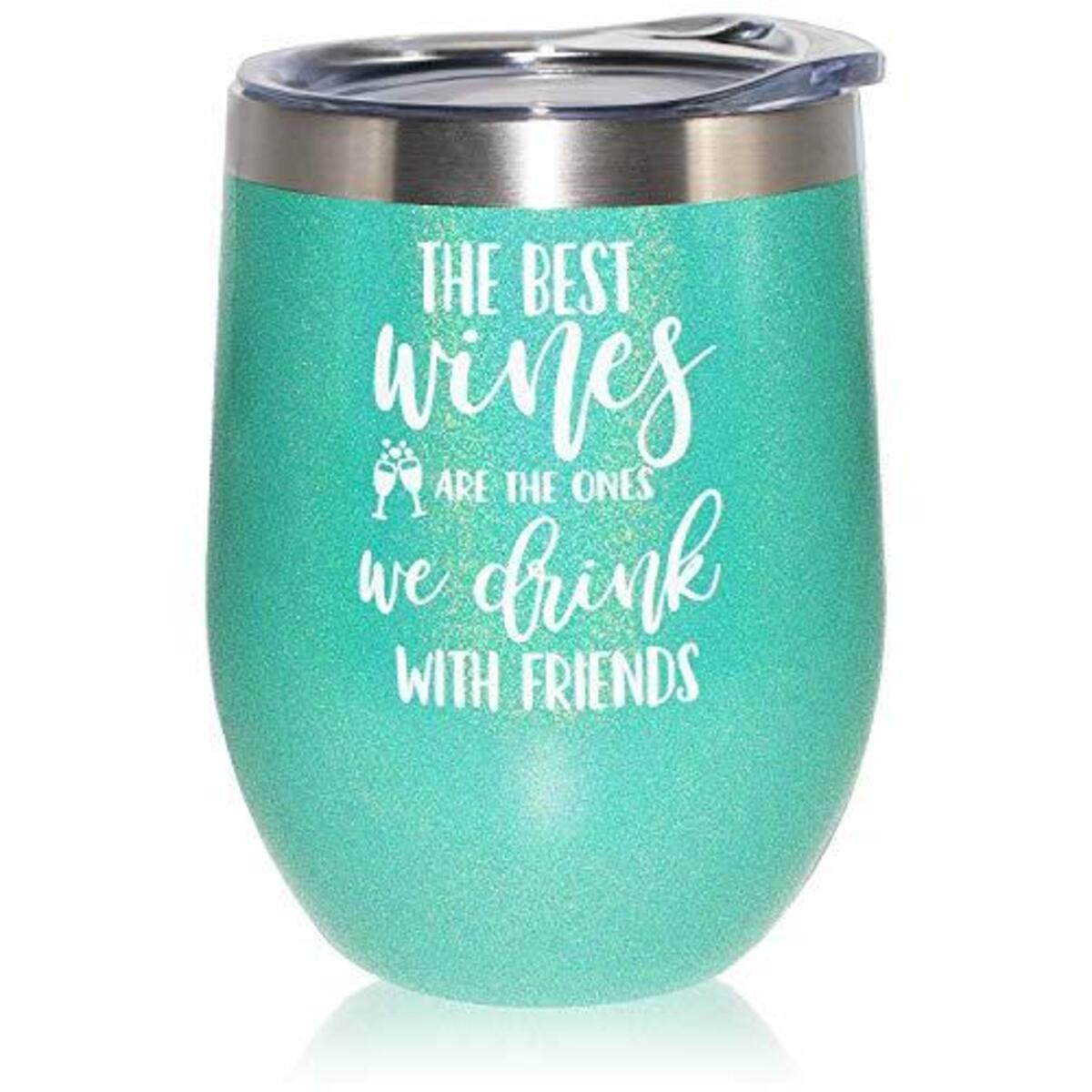 Best Friend Gifts for Women - Funny Wine Tumbler with Lid Stemless Stainless Steel Wine Cup - Valentines Day Birthday Gifts for BFF, Bestie, Soul Sister, Good Friends, Girlfriends