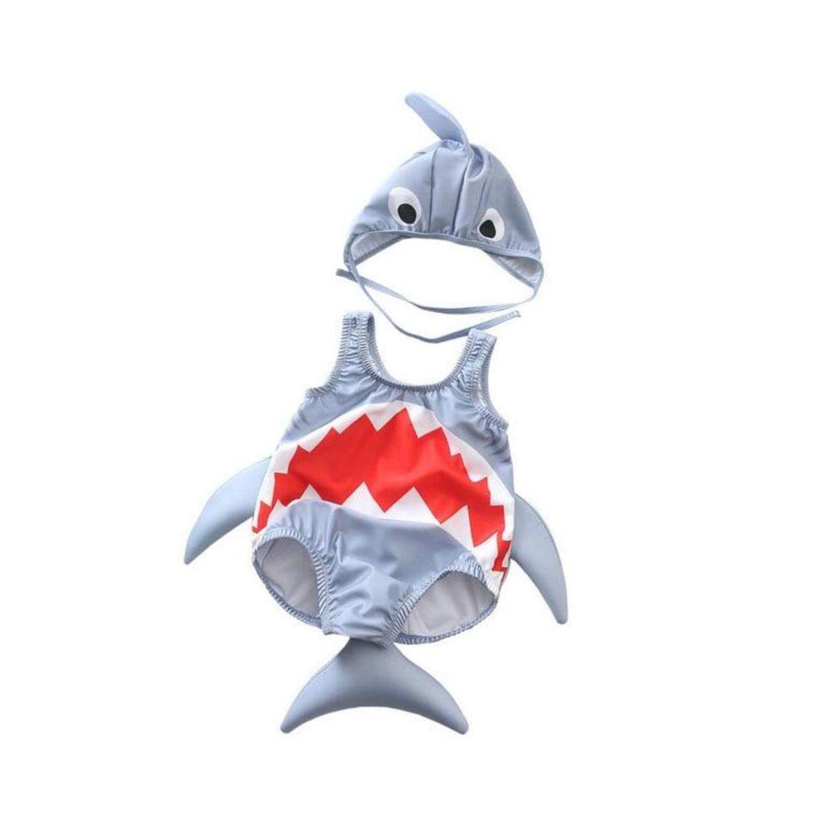 Kids Baby Boys Girls Shark Swimsuit Swimwear Rash Guard Costume Beachwear