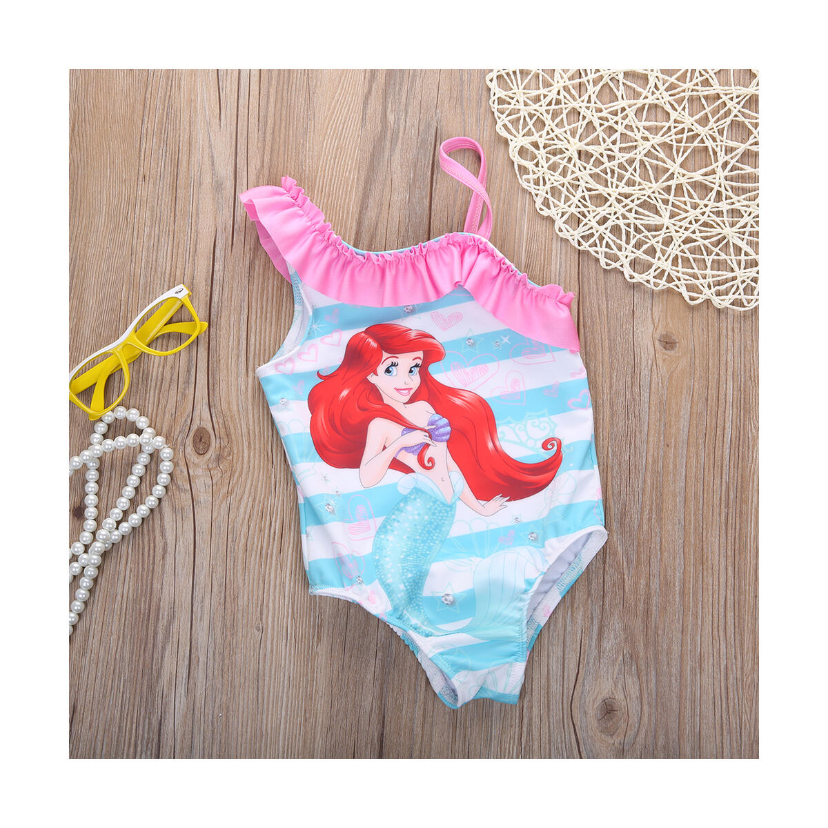 Princess Children Girls Cartoon Mermaid Swimsuit Beachwear Bathing Suit One Pieces Swimming Costume