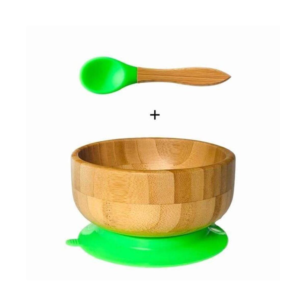 Bamboo Feeding Suction Baby Bowl and Spoon Set
