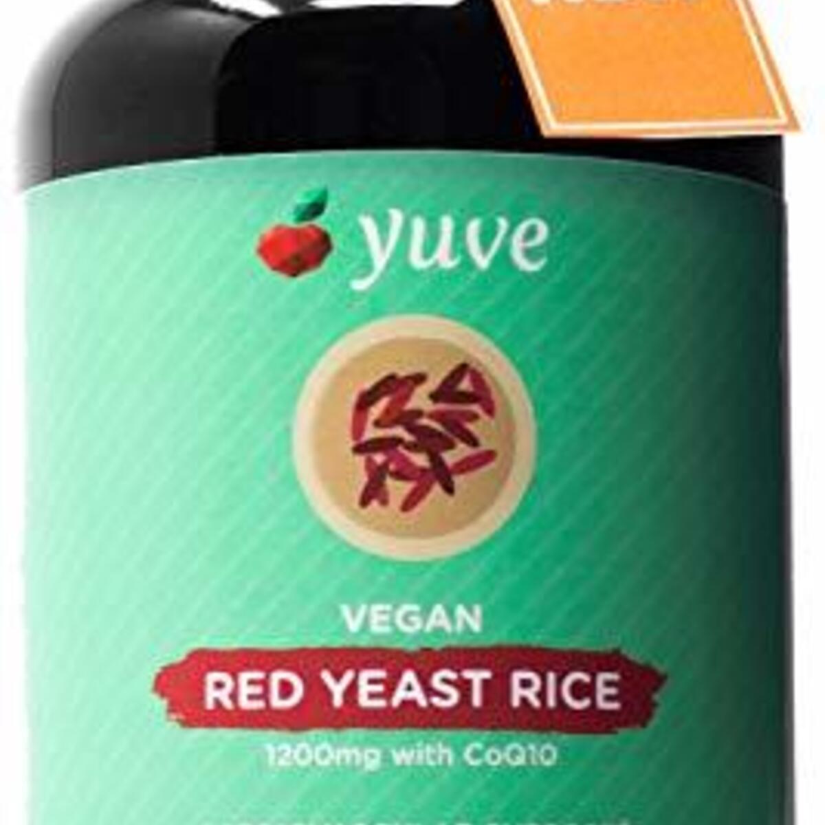 Yuve Red Yeast Rice 1200 mg + CoQ10 - Triglycerides Lowering Natural Supplement - Healthy Cardiovascular System & Blood Circulation Support - Supports Overall Health - 120 Gelatin-Free Vegan Capsules