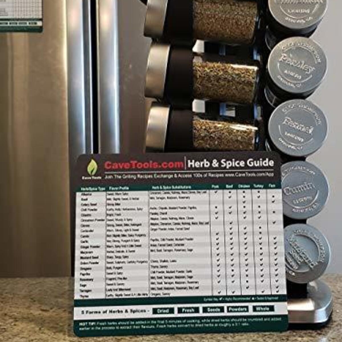 Cave Tools Spice Rack Herb Organizer Set Magnet Kitchen Cooking Guide Coupons - RebateKey