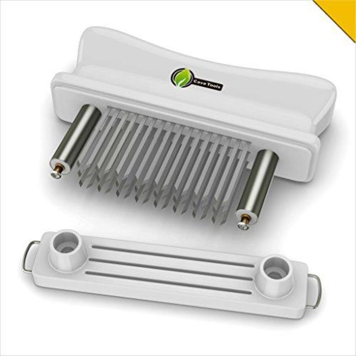 Meat Tenderizer Tool 48 Needle - UNIQUE PUNCTURE PAIR DESIGN - Stainless Steel Blades Tenderize Chicken Steak Pork & Other Meat - Dishwasher Safe Kitchen Accessories and Cooking Gift Idea