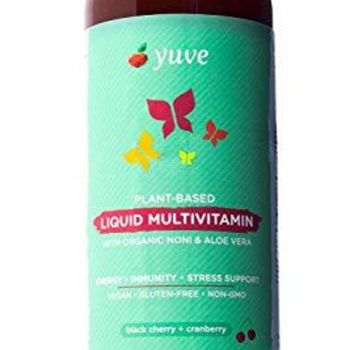 Yuve Vegan Liquid Daily Multivitamin - Vitamins A B C D3 E, Zinc, Biotin, Opti MSM, Minerals & Amino Acids Complex (BCAA) - Natural, Non-GMO, Paleo, Sugar & Gluten Free - Cherry & Cranberry - 16oz