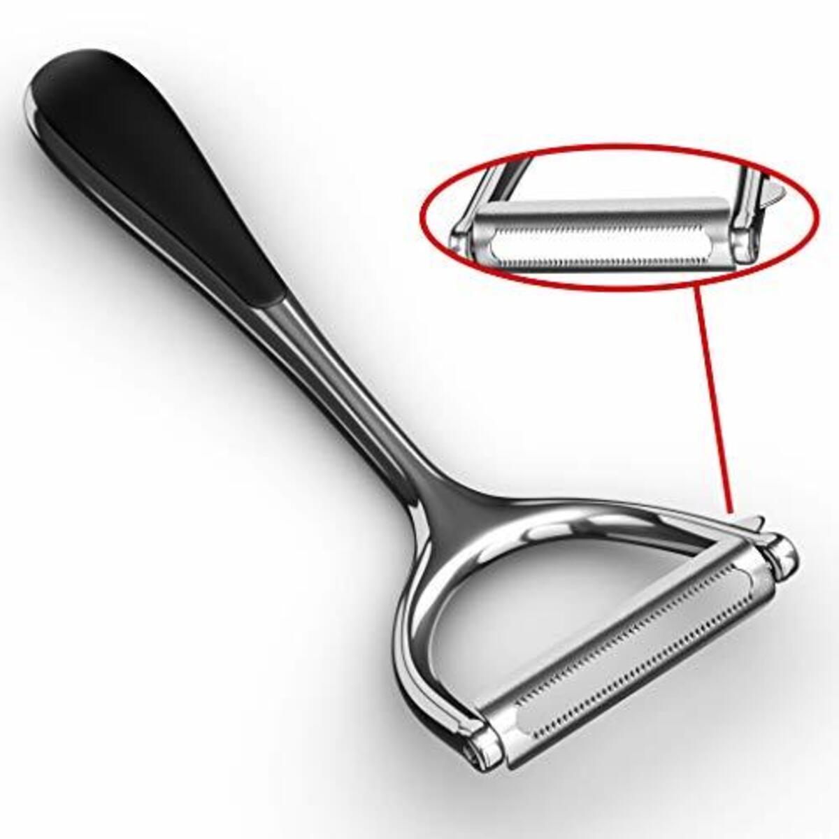 Vegetable Y Peeler Julienne Swivel - Stainless Steel Blade Slice Apples Potato Carrot Cucumber Fruit & Veggies in Kitchen - Non Slip Grip & Dishwasher Safe Citrus Bar Cocktails Peeling by Cave Tools