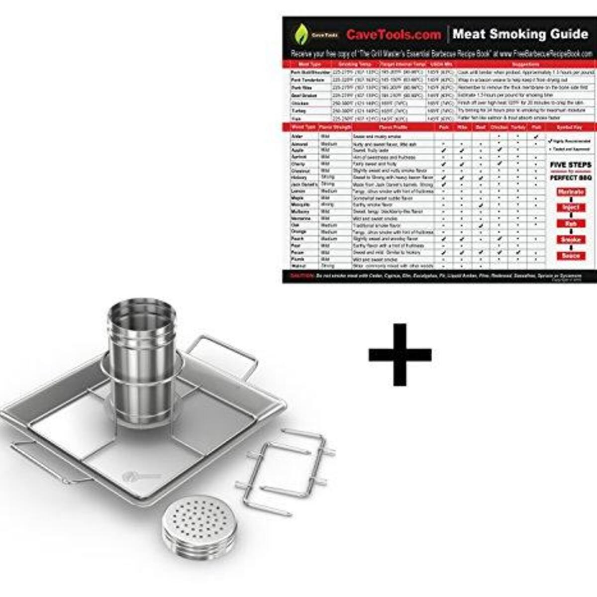 Meat Smoking Magnet (lg)+ Beer Can Chicken Roaster Rack - INCLUDES 4 VEGETABLE SPIKES - Stainless Steel Vertical BBQ Roasting Holder for Grill Smoker or Oven - Dishwasher Safe Barbecue Stand
