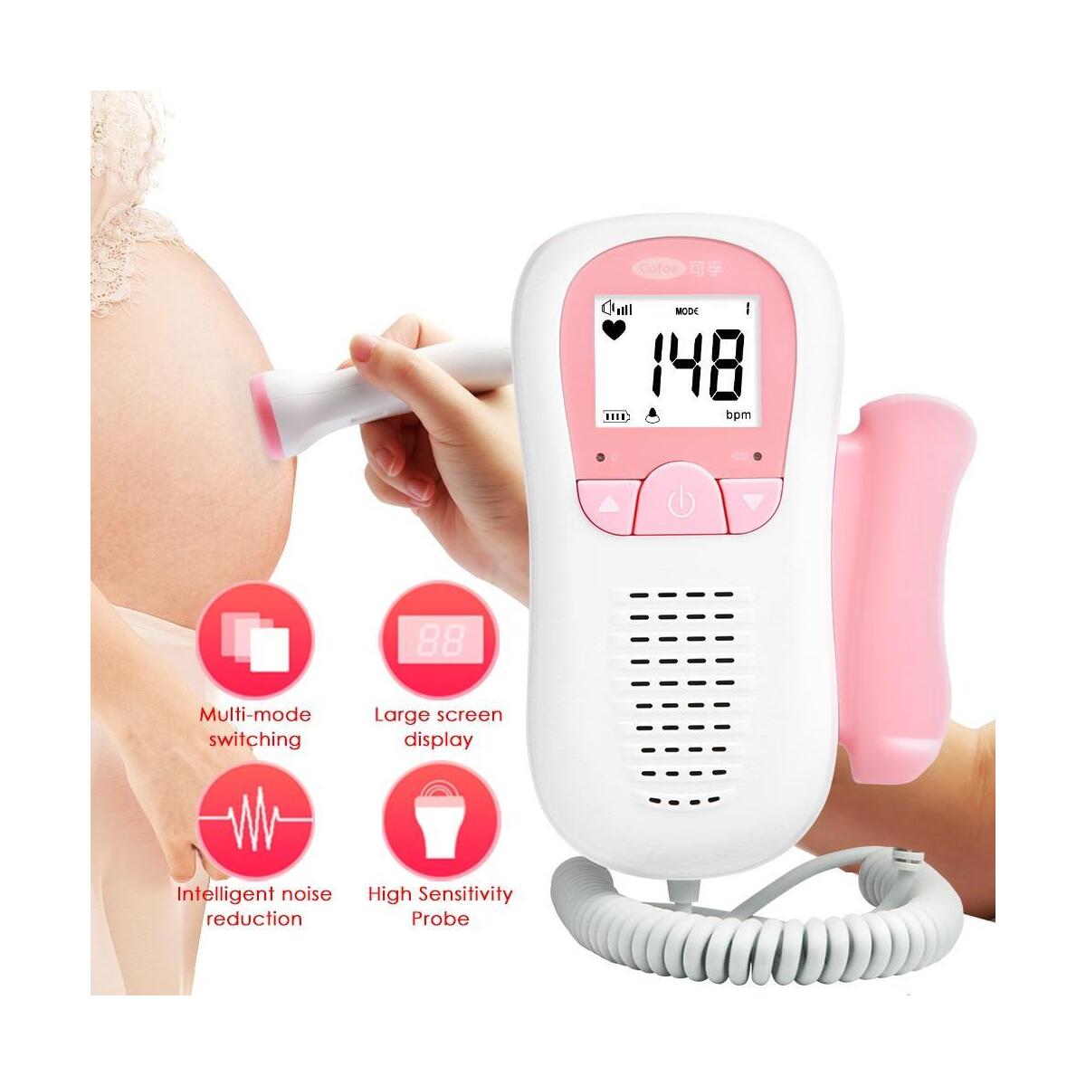 Cofoe Fetal Doppler Nonradiative Baby Heart Monitor fetal ultrasound Detector Home Pregnant Pocket Baby Health Care