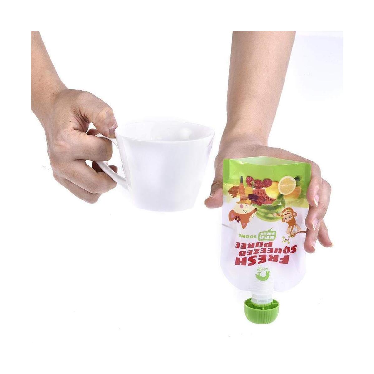 Reusable Fresh Food Pouches Animal Kids Storage Bag Breast Milk Bag Refillable Food Infant Double Zipper Feeding Bags