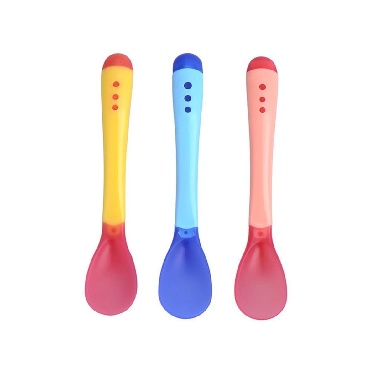 Silicone Baby Feeding Spoon Sensing Thermal Feeding Spoon Baby Kids Weaning Tableware