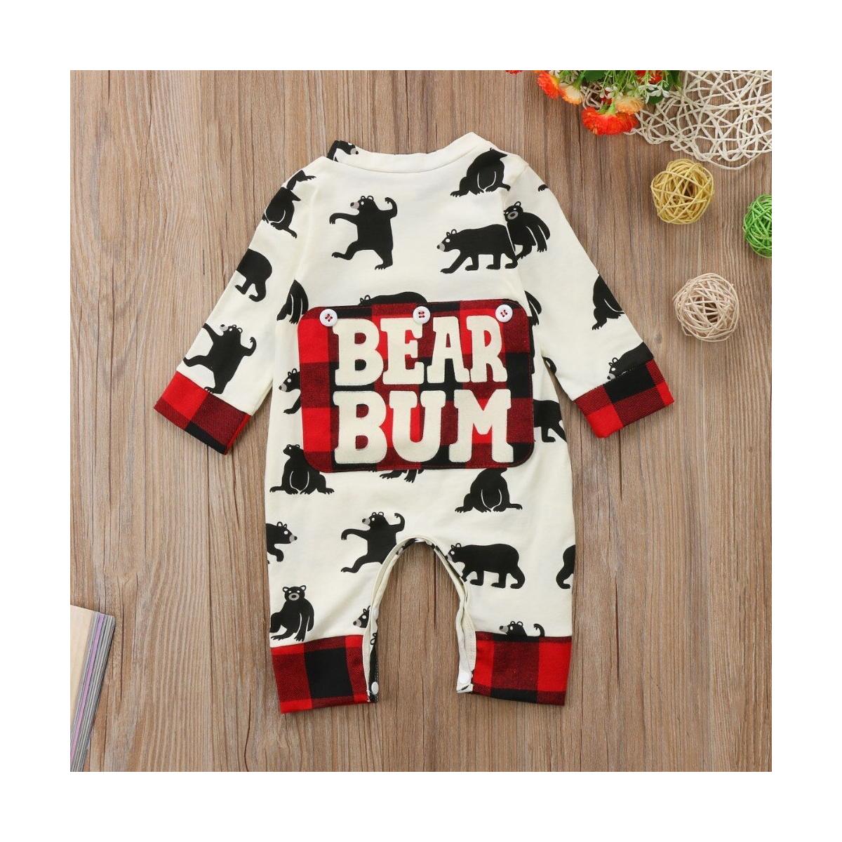 Baby Romper Kid Jumpsuit Cute Autumn WinterOutfits Cotton Outfits Cartoon Bear Bodysuits One-Pieces Print Bear Bum Warm Clothes