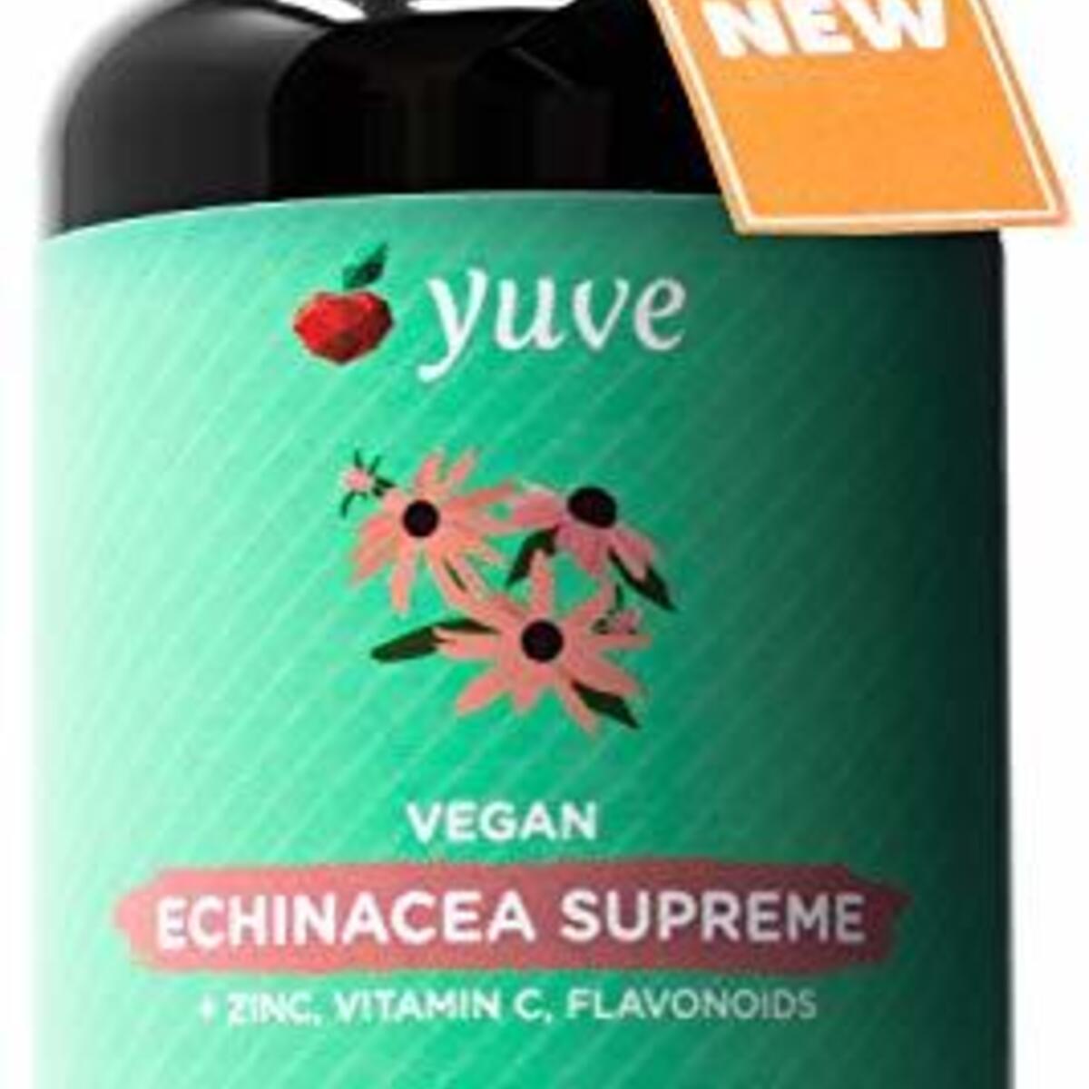 Yuve Echinacea Supreme 850 mg + Zinc, Vitamin C & Bio Flavonoids Extract - Herbal & Natural Physical Wellness Supplement - Potent Strength for Seasonal Protection & Healthy Immunity Function, 60 Count