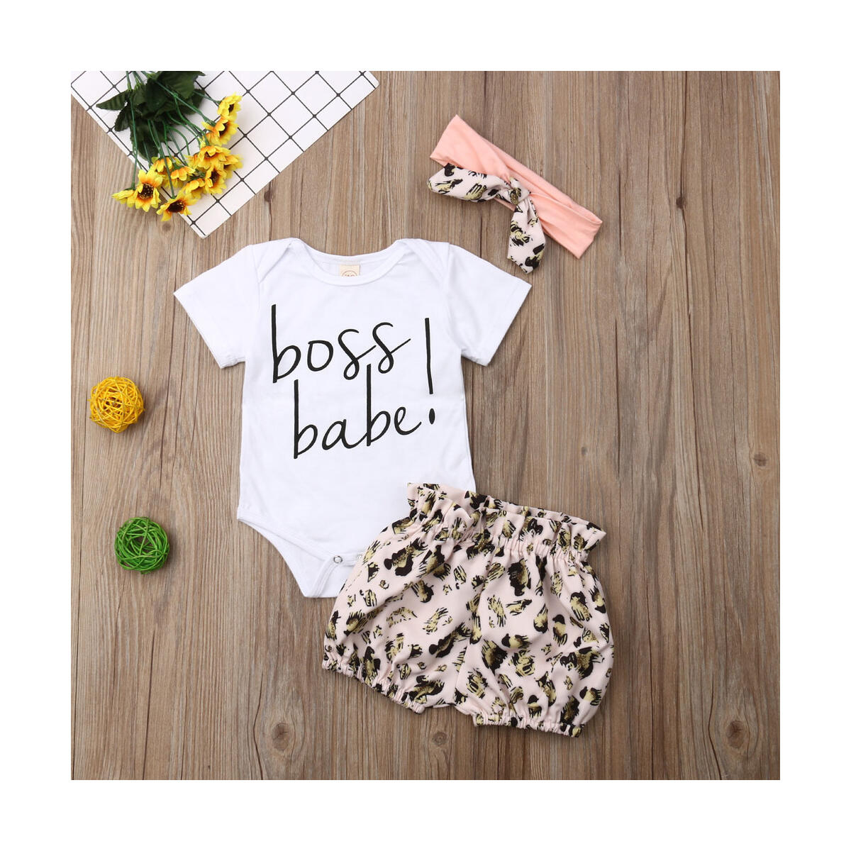 Baby Girl Clothes BOSS Babe Newborn For Infant Outfit Clothing Set Leopard Print