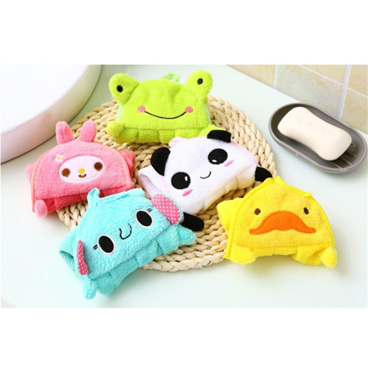 Baby Nursery Hand Towel Baby Bath Towels Toddler Soft Plush Cartoon Animal Wipe Hanging Bathing Children Bathroom Towel