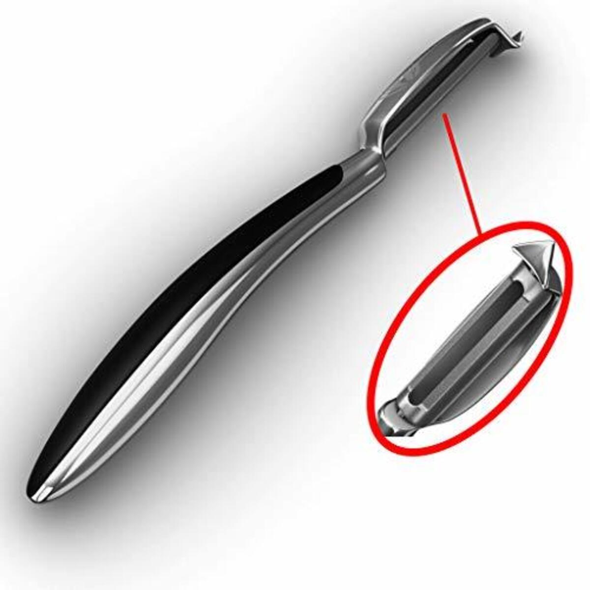 Vegetable Peeler Julienne Swivel - Stainless Steel Blades Slice Apples Potatoes Carrot Cucumbers Fruit & Veggies in Kitchen - Non Slip Grip & Dishwasher Safe Citrus Bar Cocktails Peeling by Cave Tools