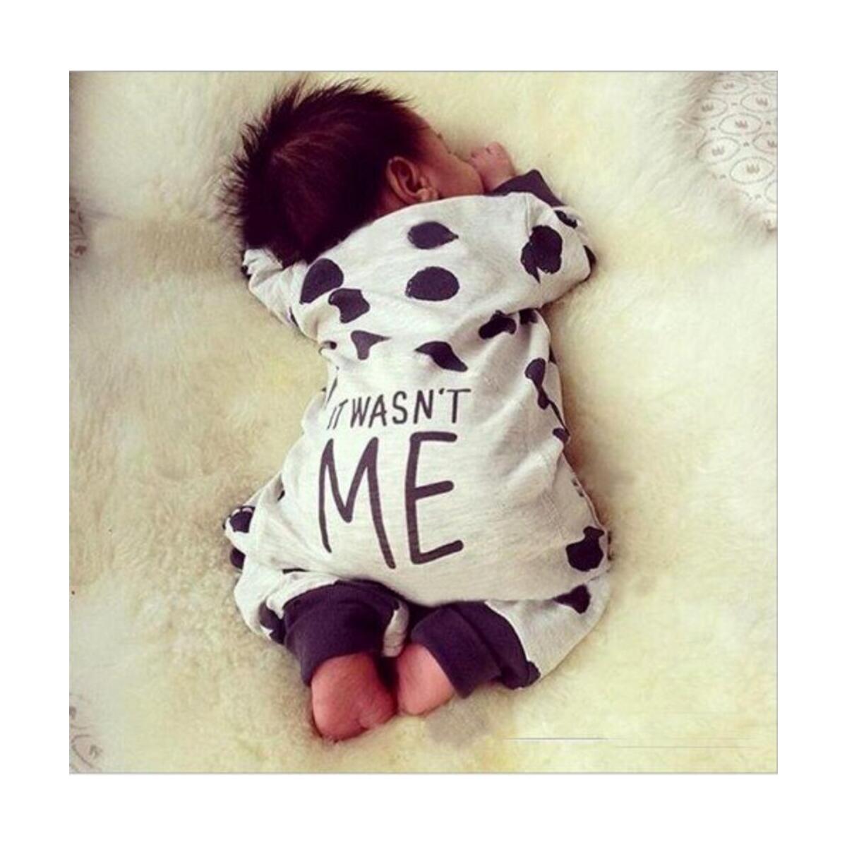 Newborn Baby Boy Girl Clothes It Wasn't Me Polka Dot Romper Jumpsuit Infant Clothing Set Outfits