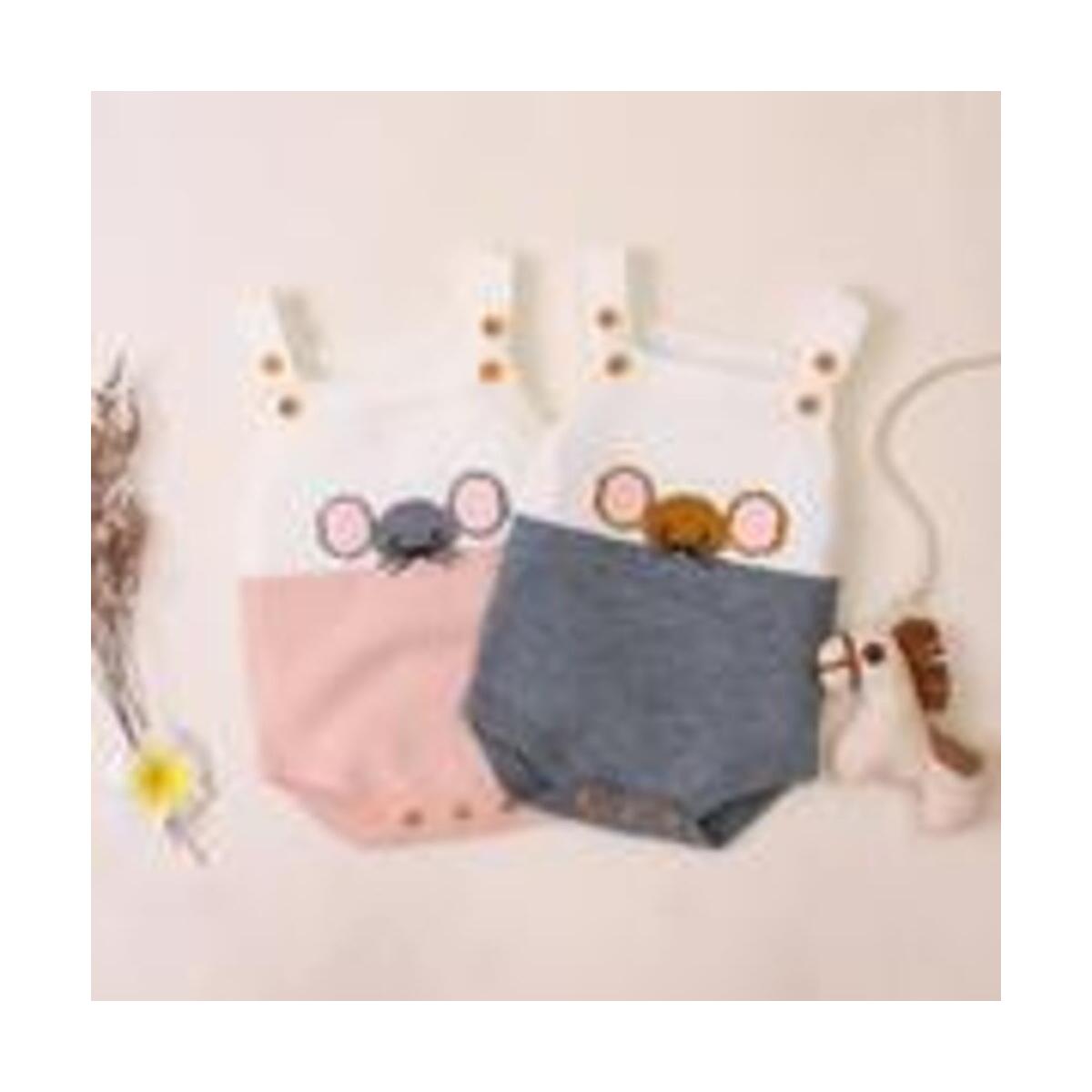 Baby Boys Girls Knitted Little Mouse Braces Rompers Autumn Infant Baby Romper Newborn Baby Boy Girl Clothes Triangle Rompers