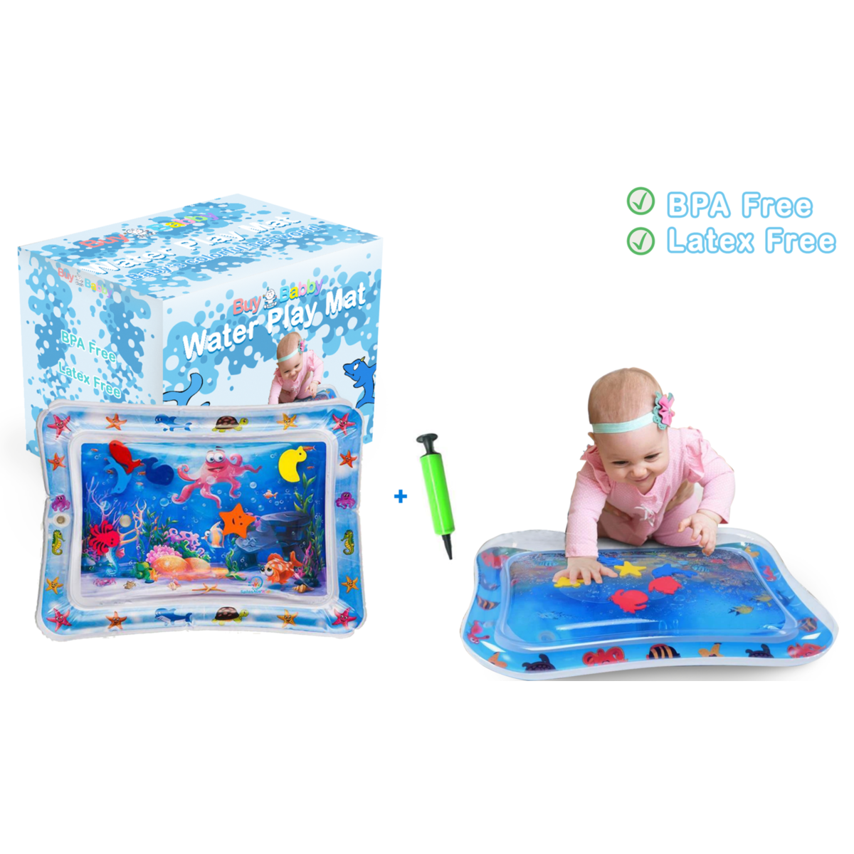Baby Water Mat Tummy Time Water for Babies Infants & Toddlers, Inflatable and Leak Proof, Perfect Fun time Play Activity Center