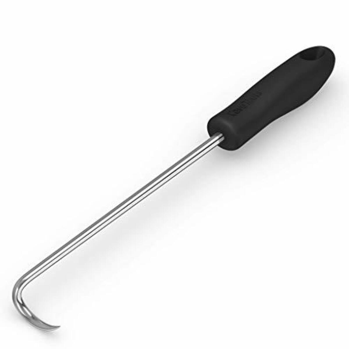 Cave Tools Pigtail Food Flipper for Grill or Griddle - BBQ Turner Hook Flips Meat Vegetables Steak or Fish & Replaces Grilling Spatula & Barbecue Tongs - Stainless Steel Smoker Cooking Accessories