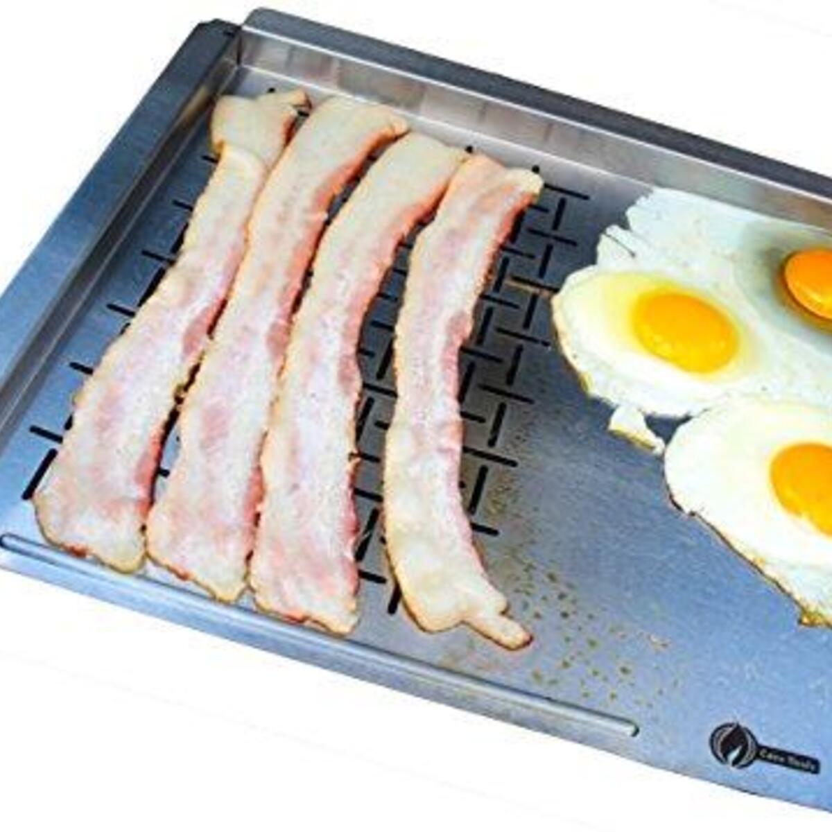 Cave Tools BBQ Grill Pan Mat - Stainless Steel Grilling Tray Grid for Cooking Meat & Griddle Side for Barbecue Breakfast or Vegetables - Topper Basket Accessories for Gas Charcoal Oven or Smokers