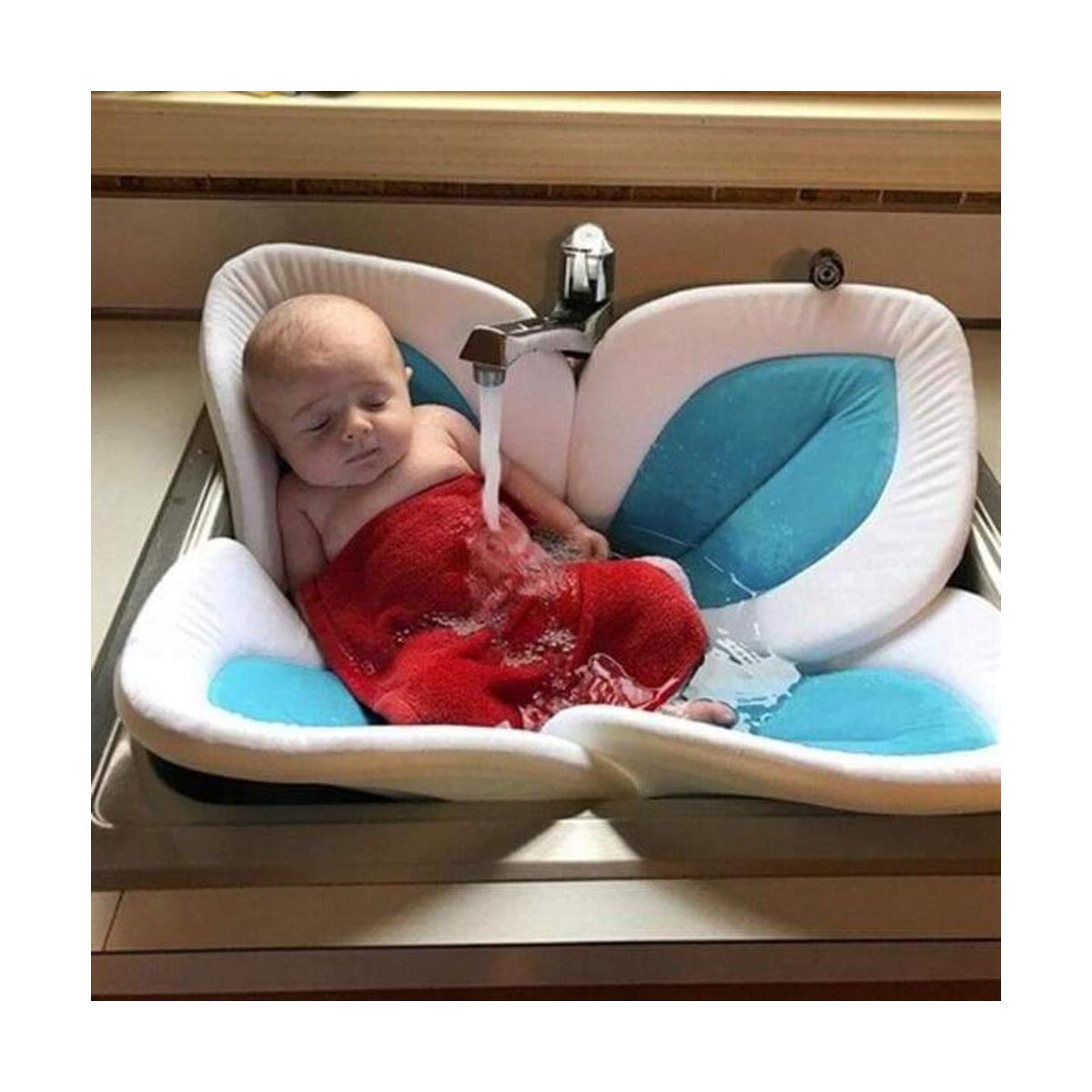 Baby Blooming Flower Bath Tub Petal Lotus Pad Baby Bath Lotus Cushion Newborn Blooming Sink Bath For Baby Folding Non-slip Baby Mat