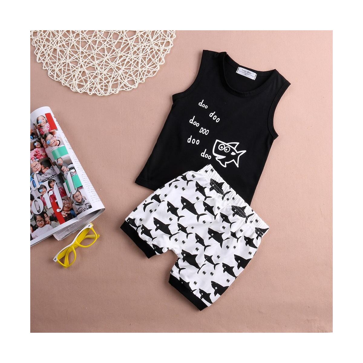 Baby Boy Kids Summer Clothes Shark T-shirt Tops Holiday Shorts Outfits