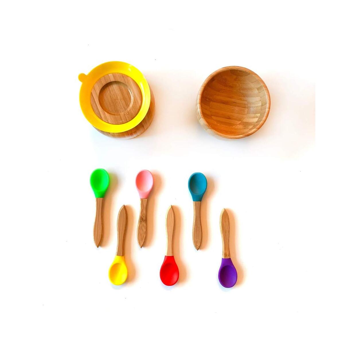 Bamboo Feeding Matching Spoon Removable Training Baby Tableware Matching Spoon Set
