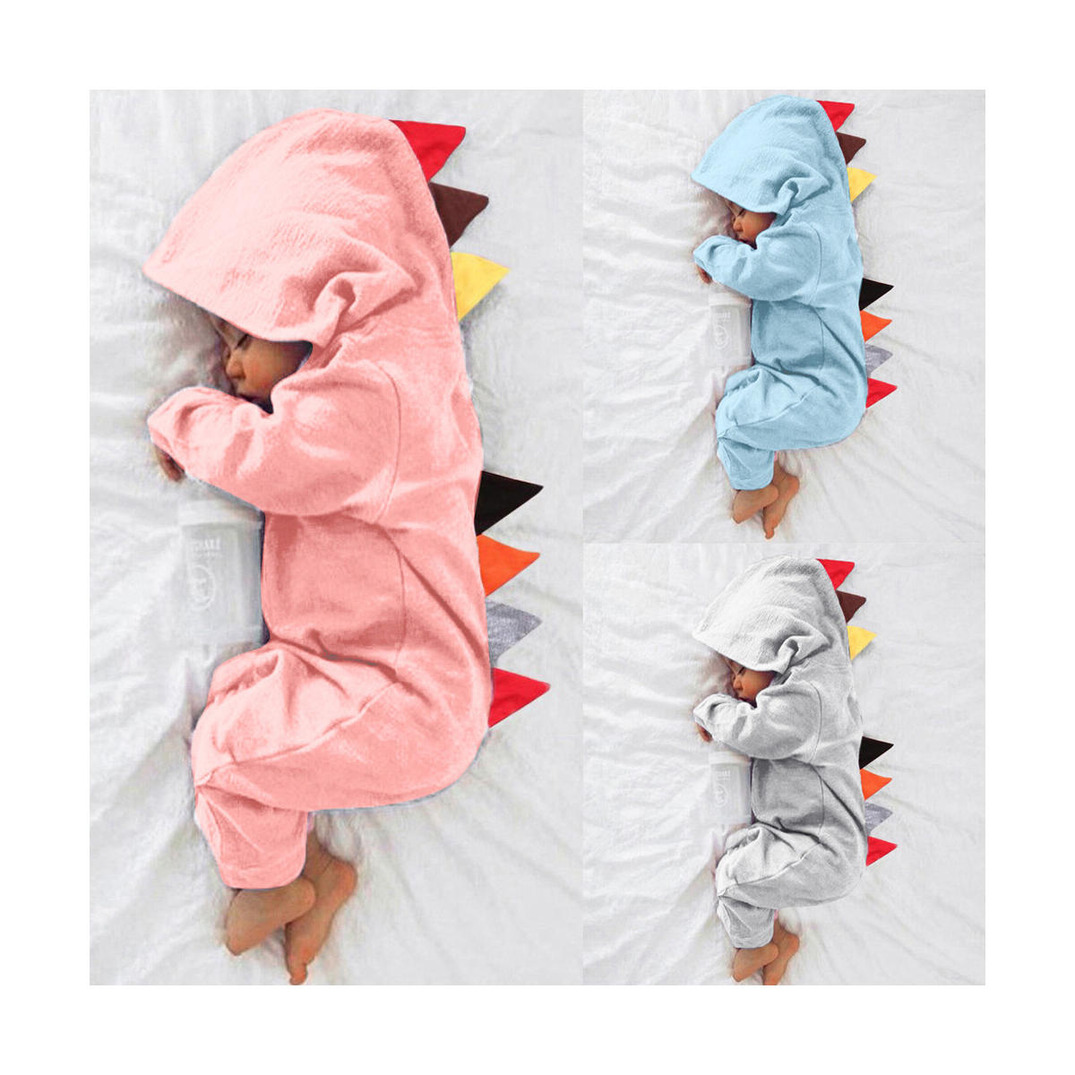 Baby Boy Girl Dinosaur Hooded Long Sleeve Romper
