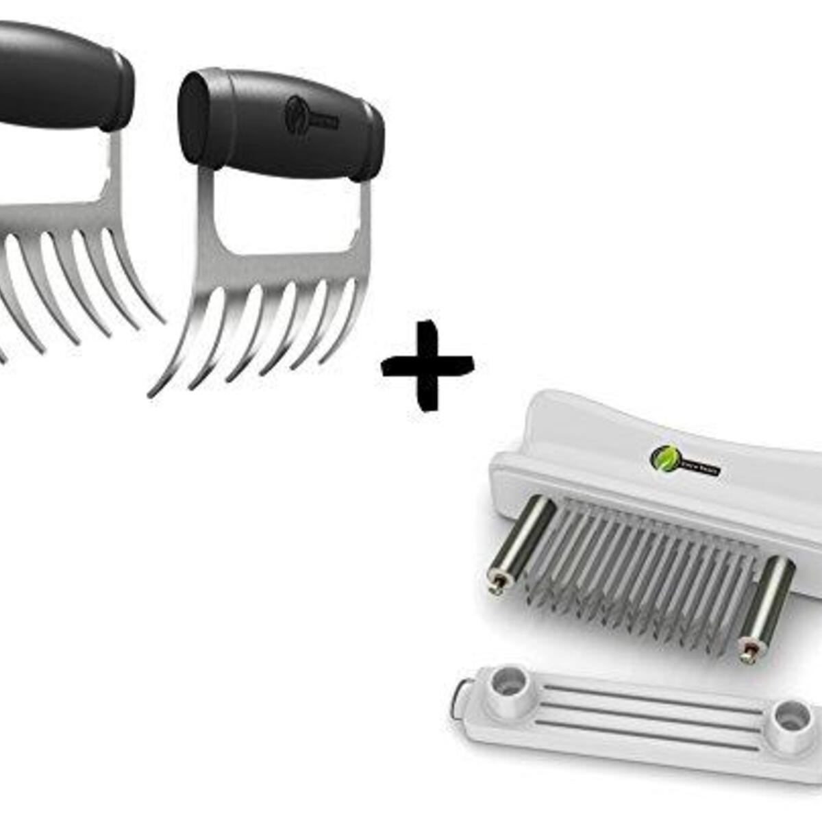 Meat Claws - Stainless Steel Pulled Pork SHREDDERS + Blade Tenderizer - Unique Puncture Pair Design - Needles Tenderize Chicken Steak & Other Meats - Dishwasher Safe Kitchen Tools & Cooking Gift Idea