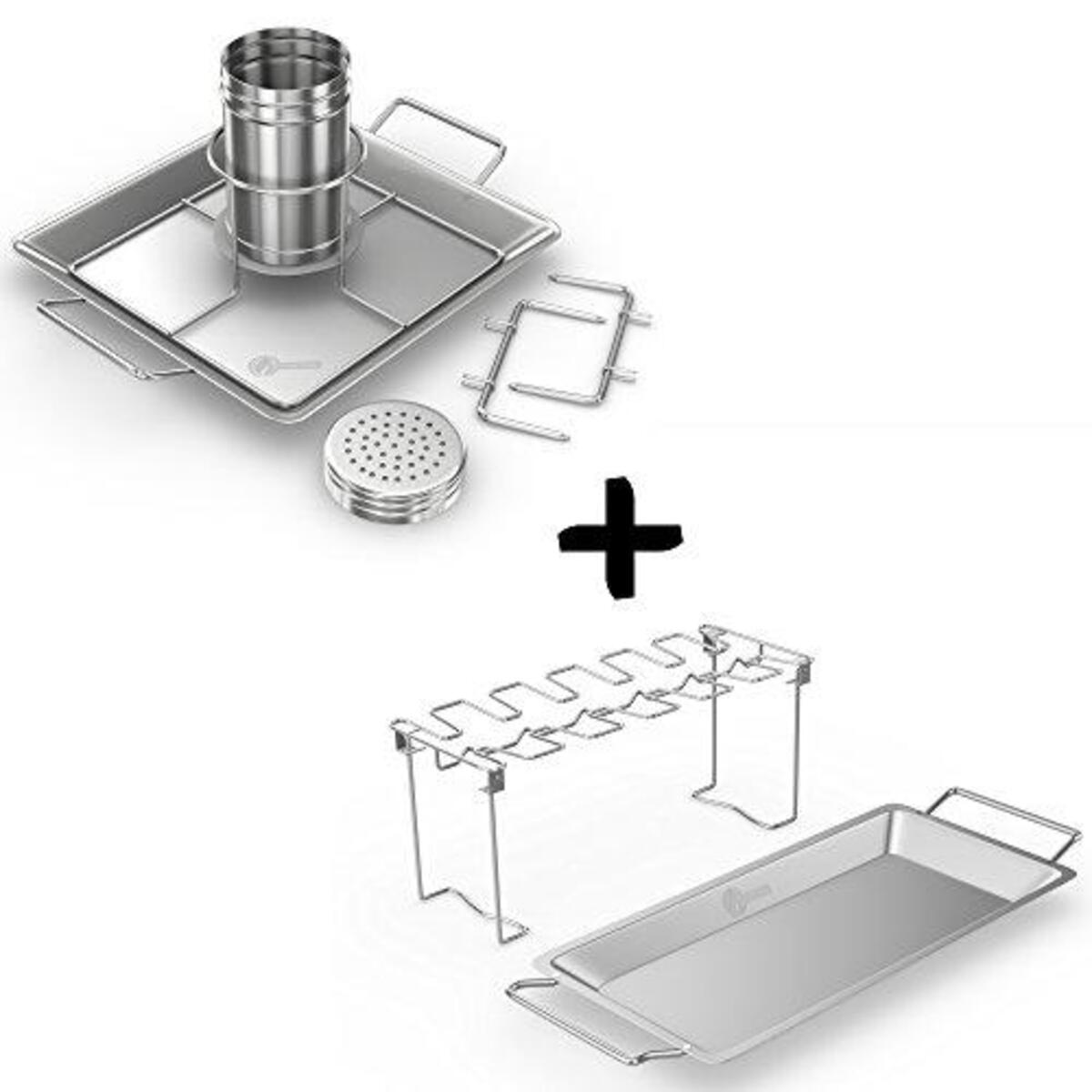 Cave Tools Beer Can Chicken Vertical Roaster + Wing & Leg Rack for Grill Smoker or Oven - Stainless Steel Stand & Drip Pan for Cooking Vegetables in BBQ Juices - Dishwasher Safe Barbecue Accessories