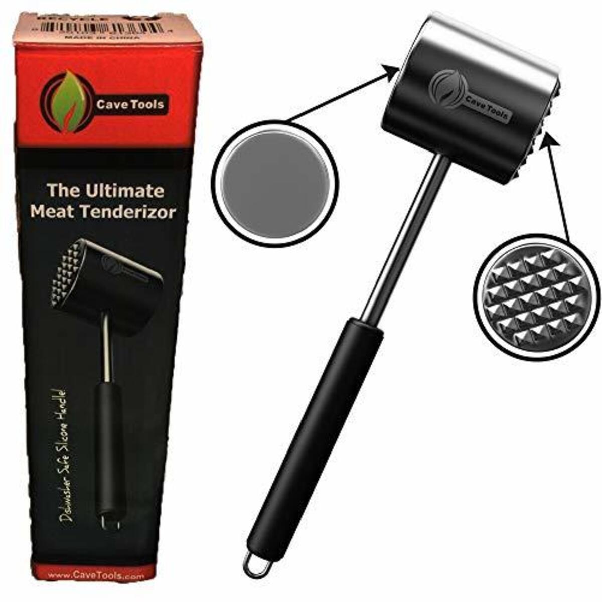 Meat Tenderizer Mallet Tool - DISHWASHER SAFE - Manual Hammer Pounder For Tenderizing Chicken Steak Pork & Veal in Kitchen - Professional Non Slip Silicone Handle for Pounding