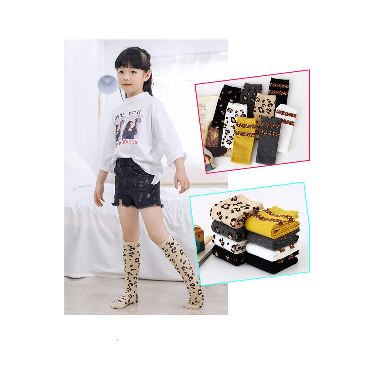 Leopard Print Socks Winter Warm Retro Vintage Sock For Girls