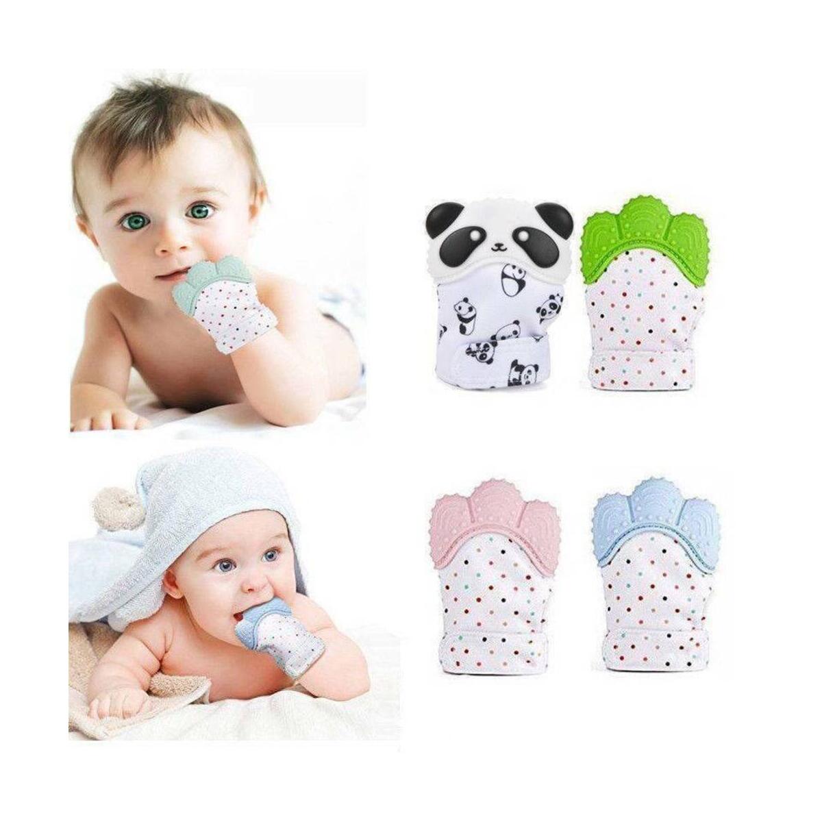 Baby Adjustable Teether Gloves Squeaky Grind Teeth Oral Care Teething Pain Relief Newborn Bite Chew Sound Toys Silicone BPA Free Mitten