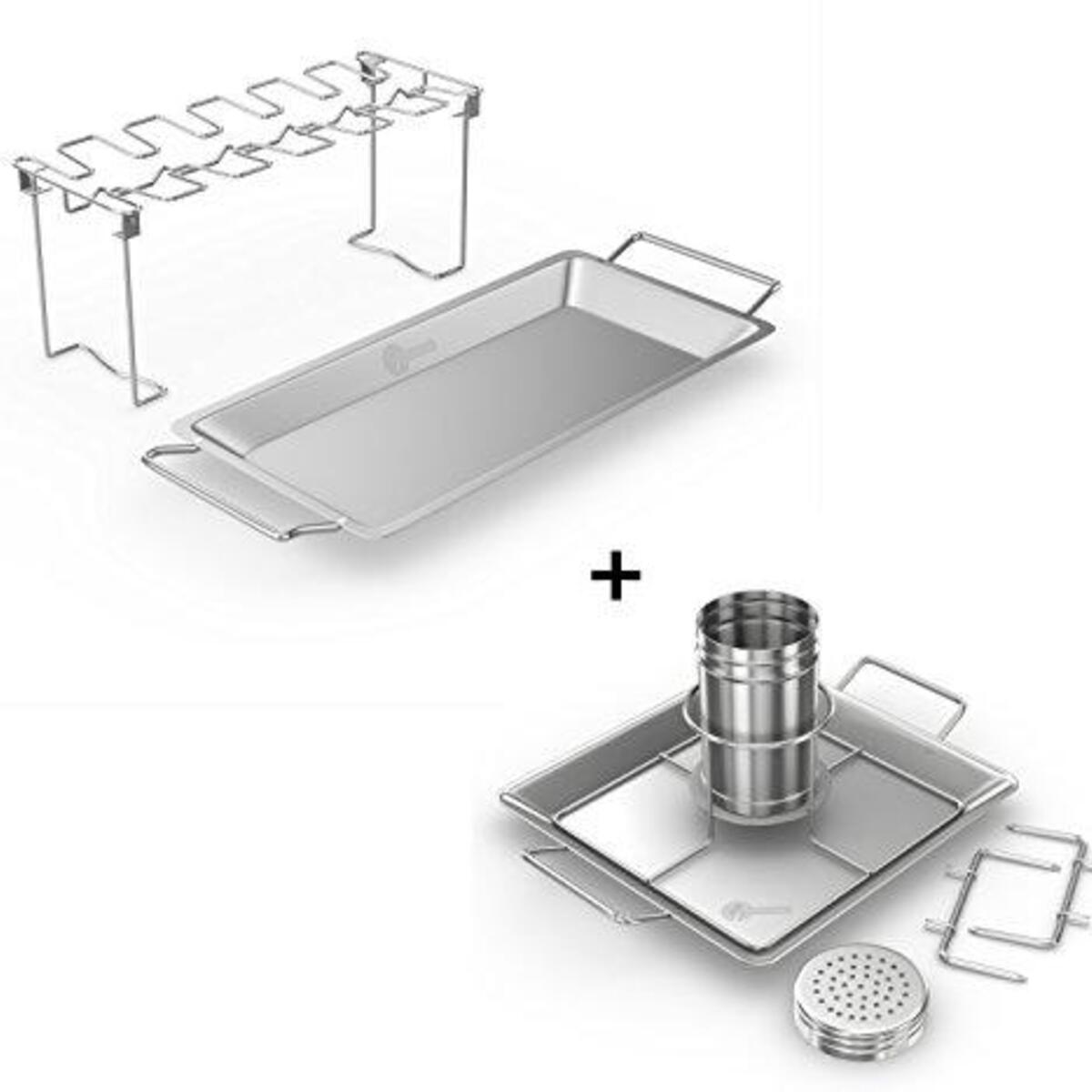 Wing & Leg Rack + Beer Can Chicken Roaster - INCLUDES 4 VEGGIE SPIKES - Stainless Steel Vertical BBQ Roasting Holder for Grill Smoker or Oven - Dishwasher Safe Barbecue Stand & Extra Deep Drip Pan