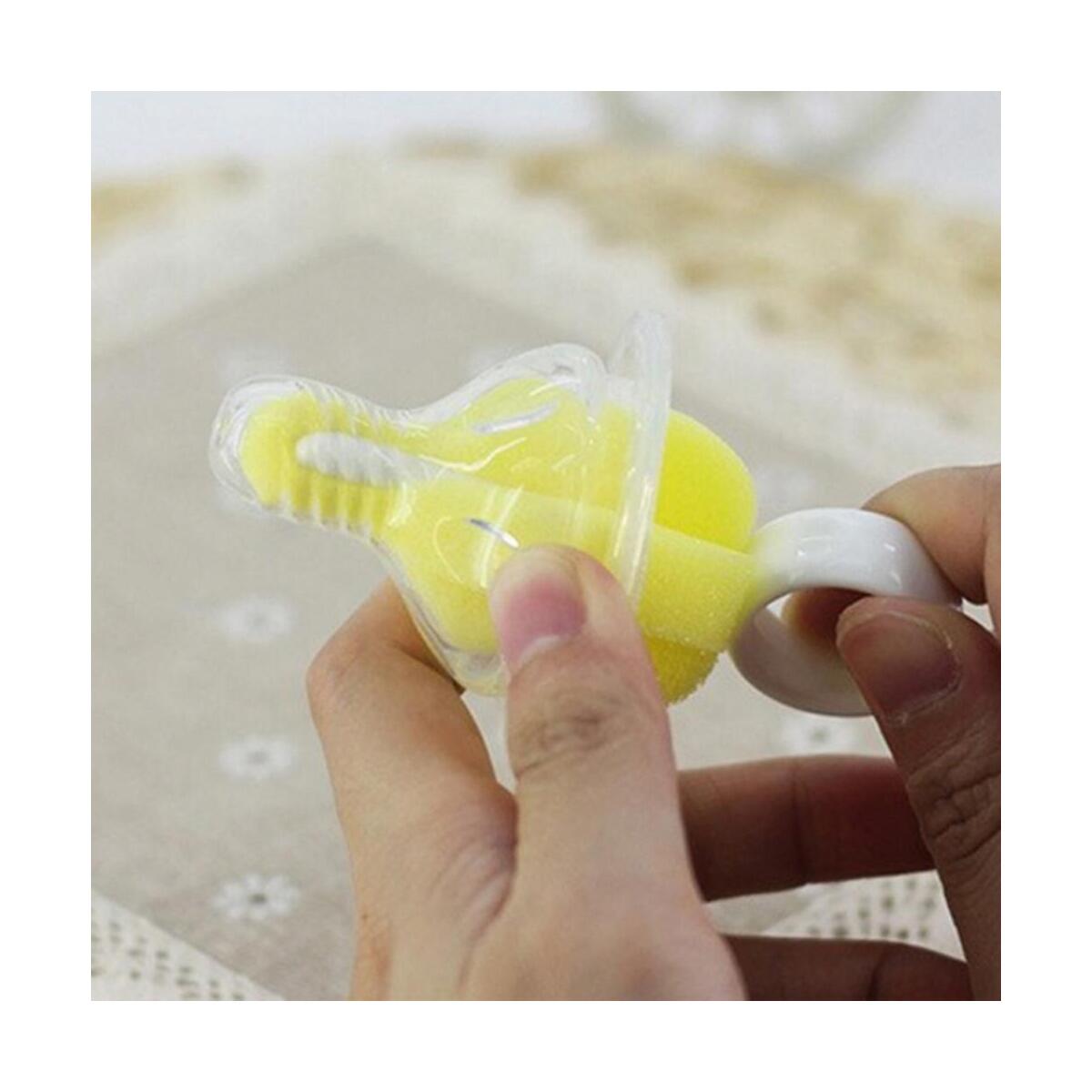 Baby Pacifier Easy Cleaning Sponge Soft Yellow 360 Degree Nipple Cleaner