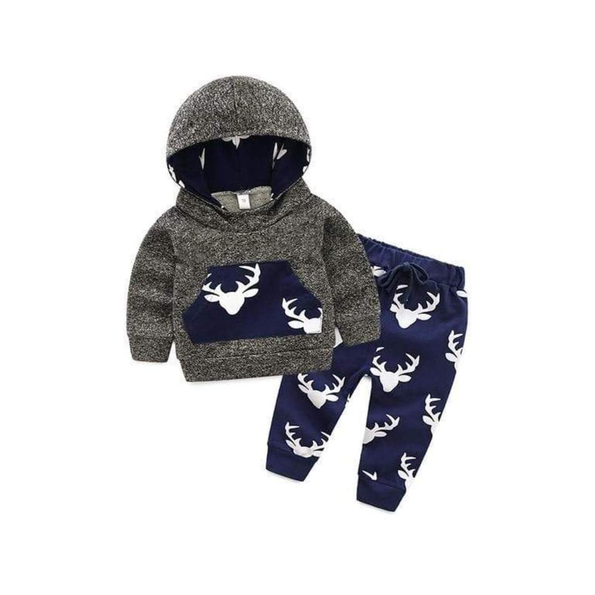 Newborn Kids Baby Hooded Sweater Long Pants Outfits Set