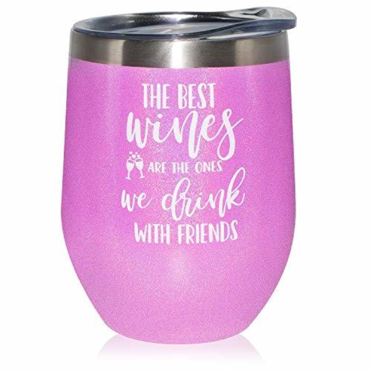 Best Friend Gifts for Women - Funny Wine Tumbler with Lid Stemless Stainless Steel Wine Cup - Valentines Day Birthday Gifts for BFF, Bestie, Soul Sister, Good Friends, Girlfriends