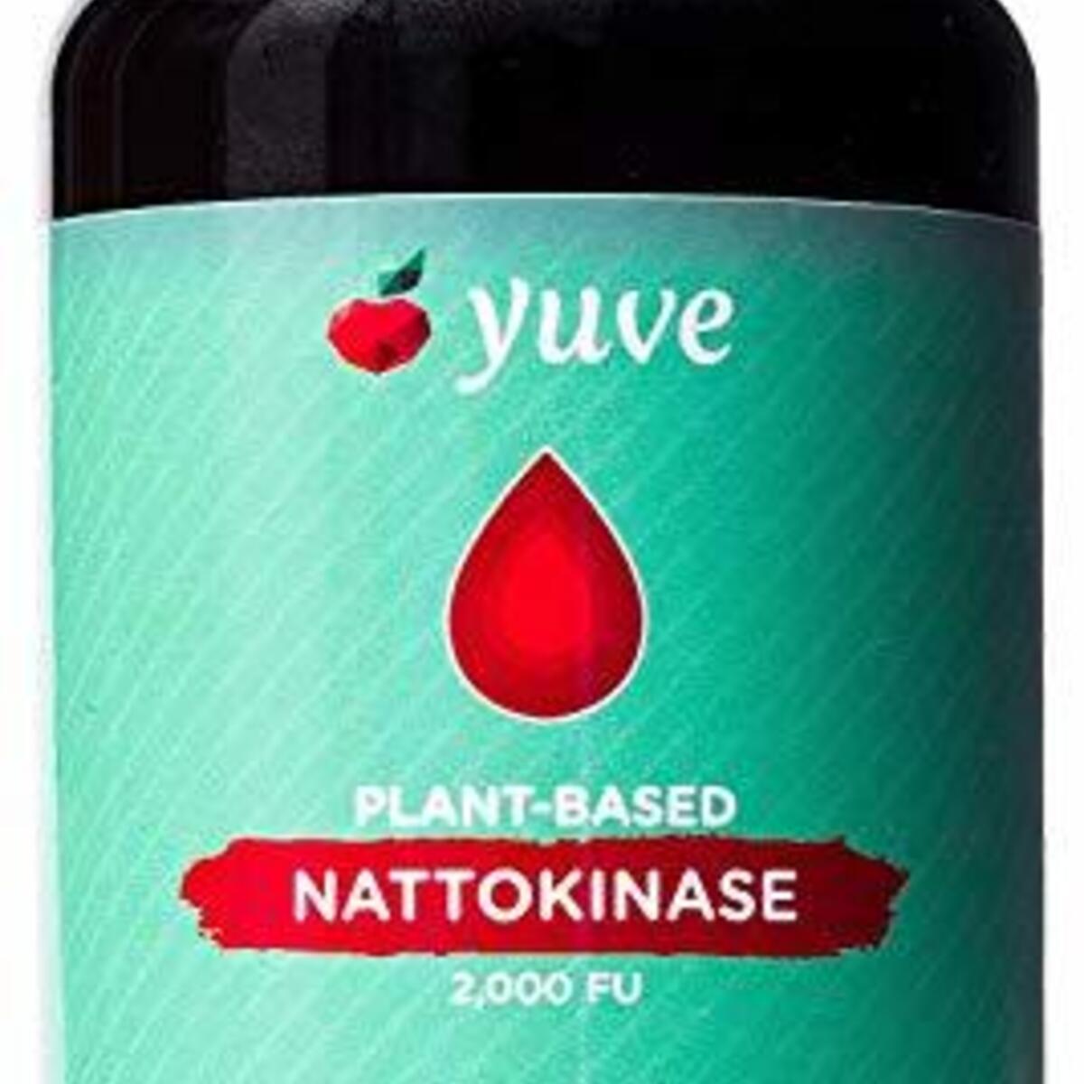 Yuve Vegan Nattokinase 2000 FU Supplement - Cardiovascular Health Support - High Blood Pressure Aid - Natural Blood Thinner - Non GMO Enzyme from Natto Extract - Gluten Free, Vitamin K Free - 60 Pills