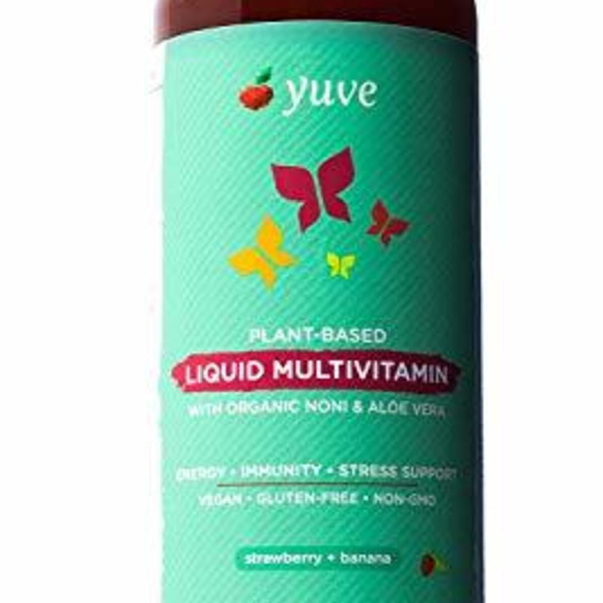 Yuve Vegan Liquid Daily Multivitamin for Women - Vitamins A B C D3 E, Zinc, Biotin, Opti MSM, Minerals & Amino Acids Complex (BCAA) - Natural, Non-GMO, Paleo, Sugar Free - Strawberry & Banana - 16oz