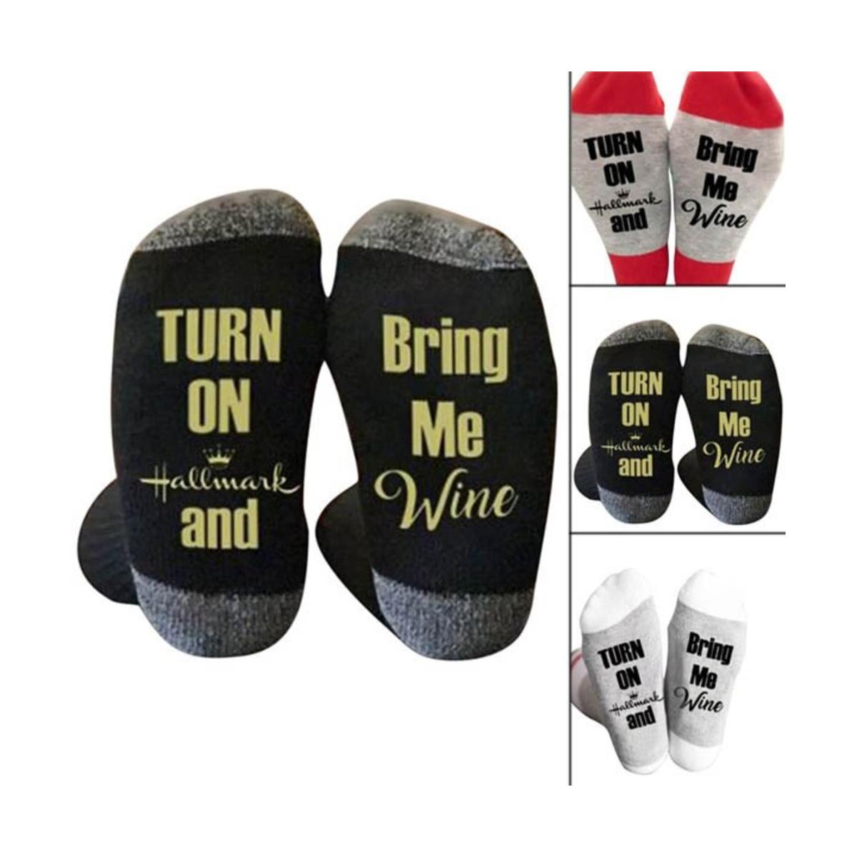 Hallmark Movies Soft Socks Letters Printed Women Winter Warm Socks Gifts