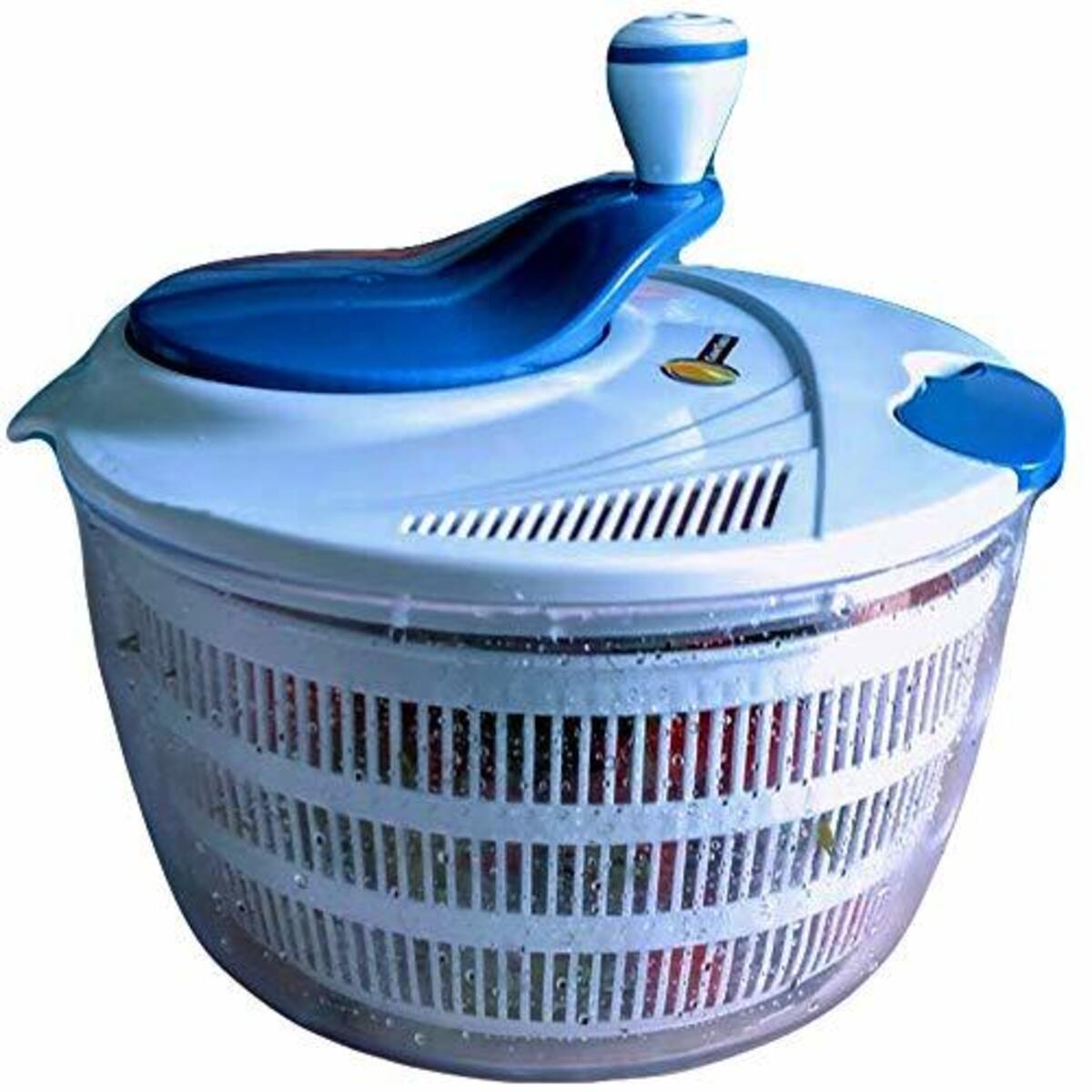 Salad Spinner Large 4.2 Quarts Serving Bowl Set - QUICK DRY DESIGN & DISHWASHER SAFE - BPA Free - No Pump Pull String or Cord Needed, Turn Knob Drys Fruits & Vegetables Fast - Cave Tools