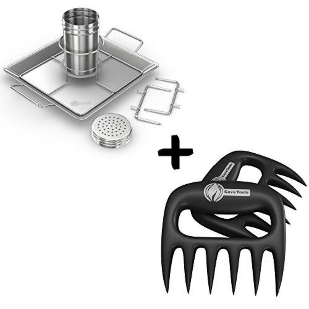 Beer Can Chicken Holder Rack + Pulled Pork Shredder Claws - Strongest BBQ Meat Forks - Shredding Handling & Carving Food - Claw Handler Set for Pulling Brisket from Grill Smoker or Slow Cooker