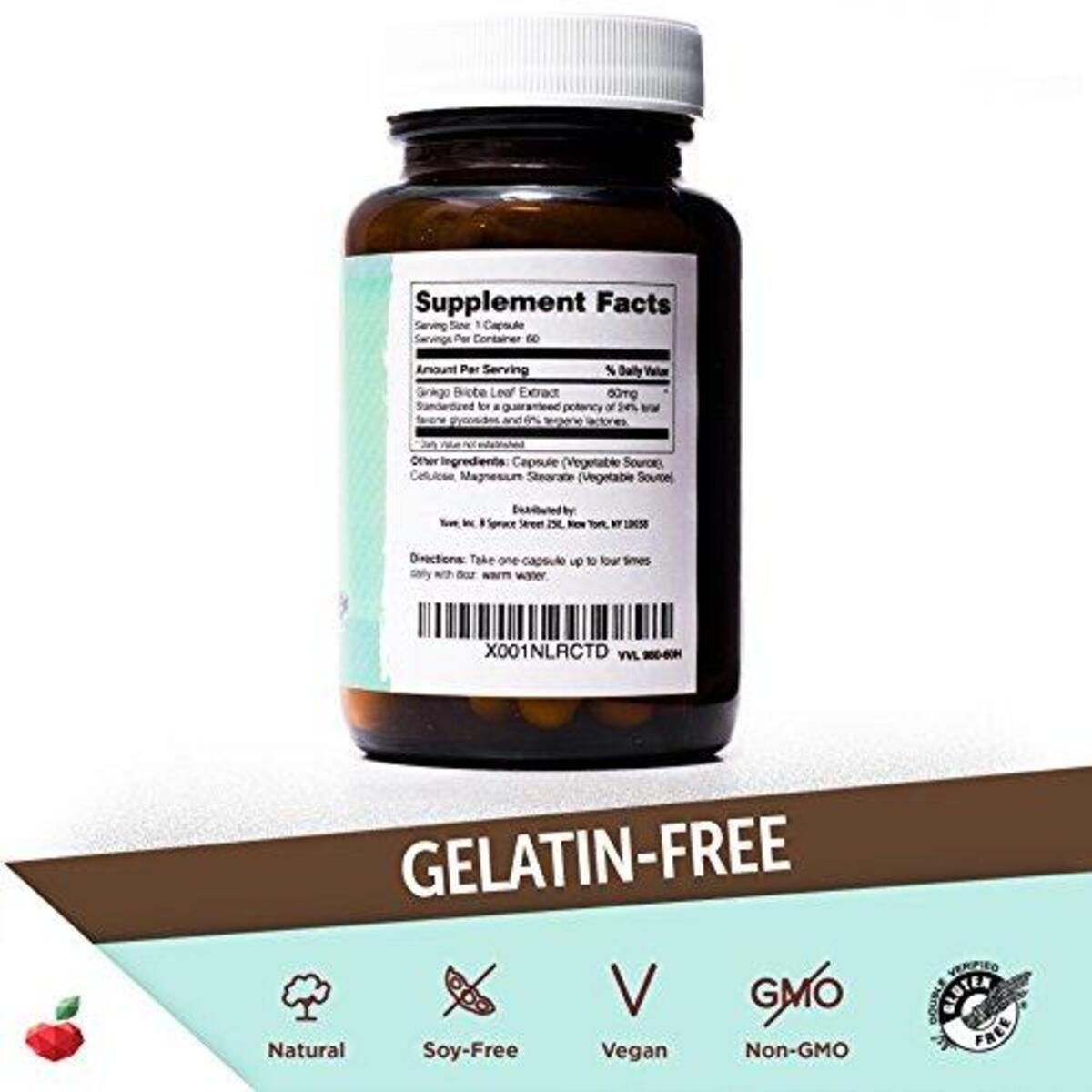 Yuve Vegan Ginkgo Biloba 60mg Supplement Promotes Memory Mental Sharpenss1 Deal - RebateKey