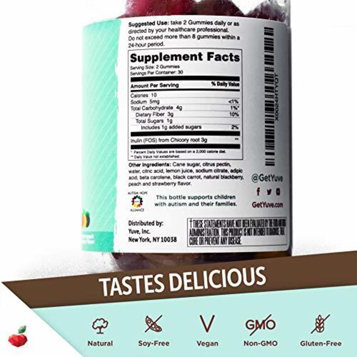 Yuve Vegan Prebiotic Gummies Supplement 3g All Natural Fiber From Chicory Root1 Deal - RebateKey