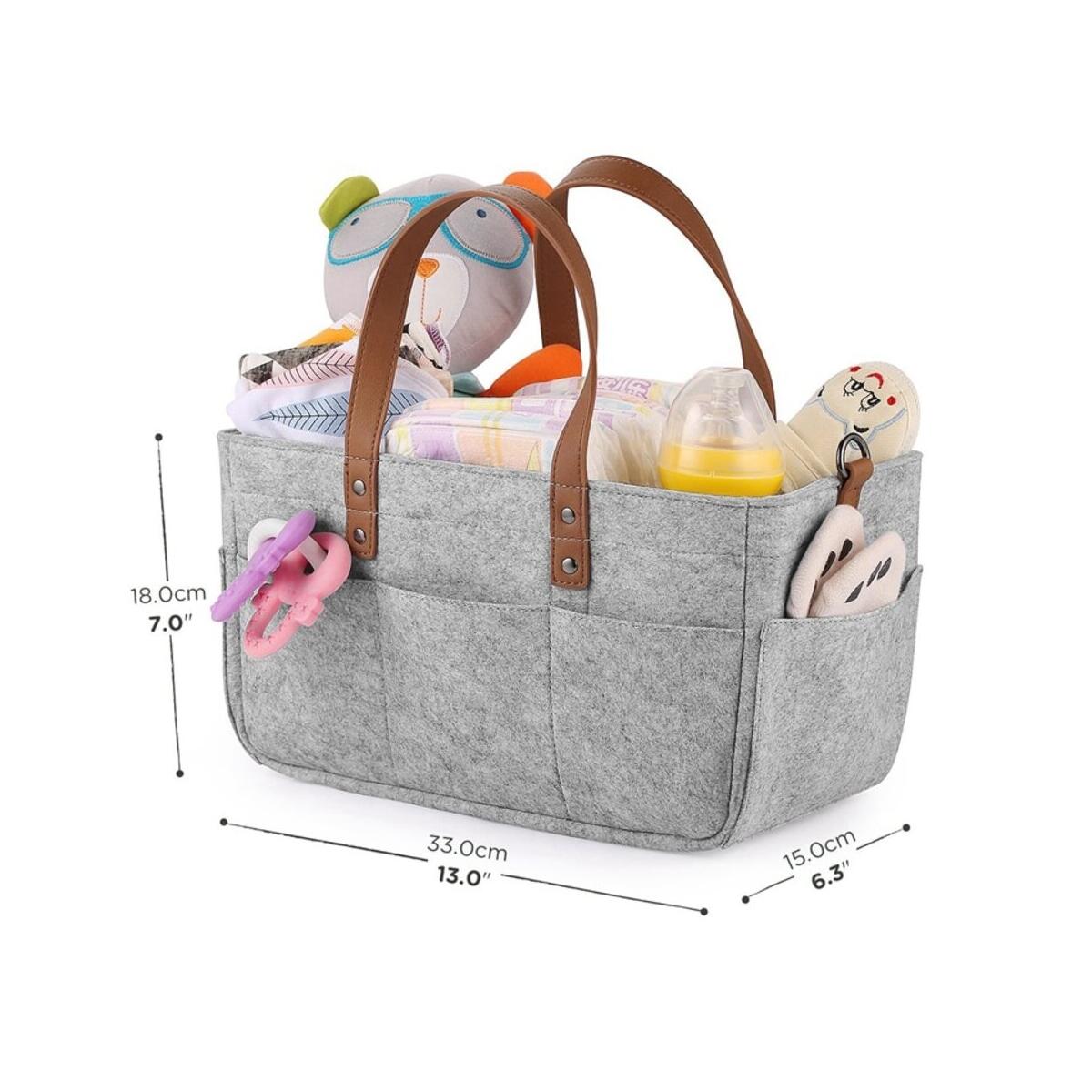 Lightweight Portable Felt Baby Diaper Caddy Organizer Foldable Storage Basket with Changeable Compartments for Newborn
