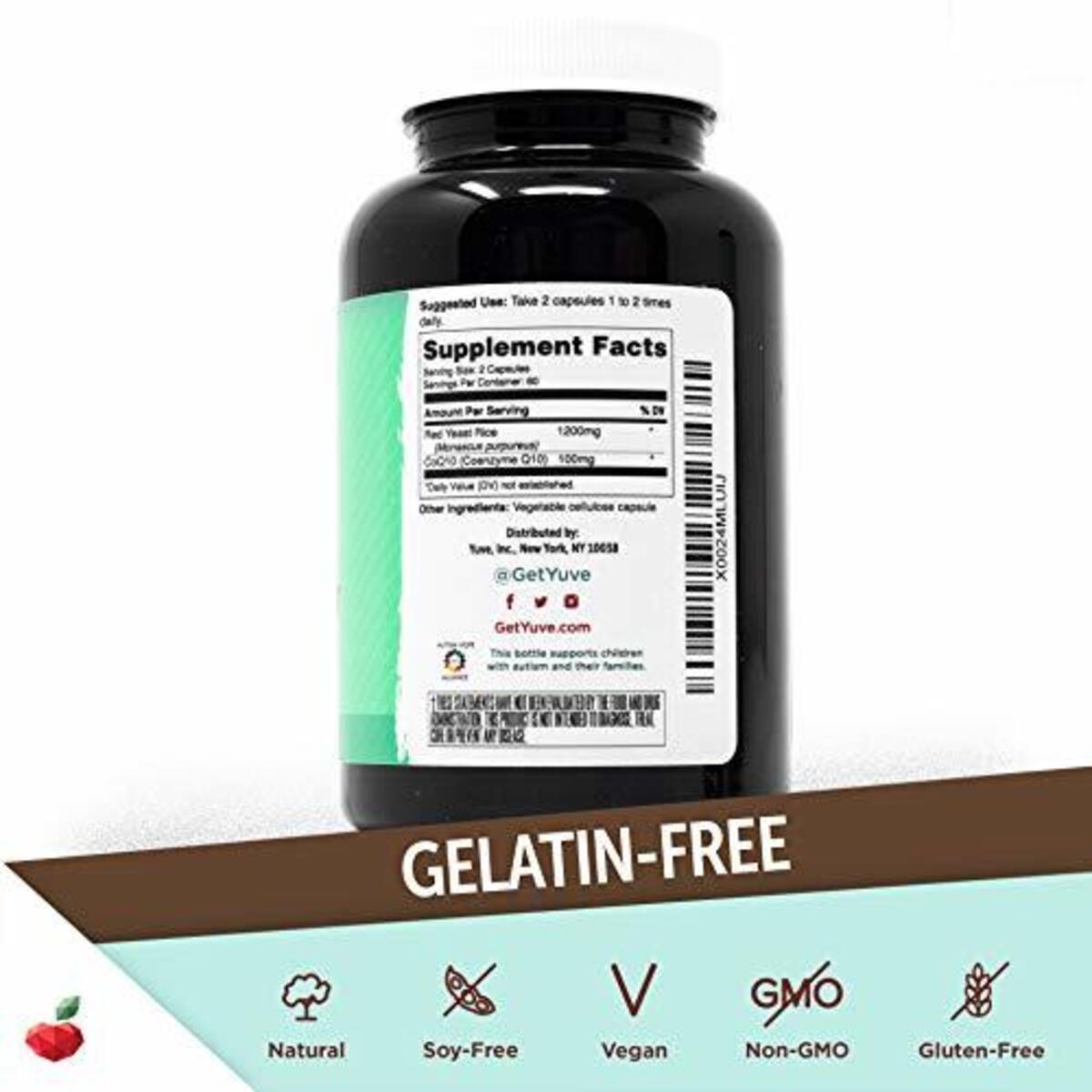 Yuve Red Yeast Rice 1200 Mg Coq10 Triglycerides Lowering Natural Supplement1 Deals - RebateKey