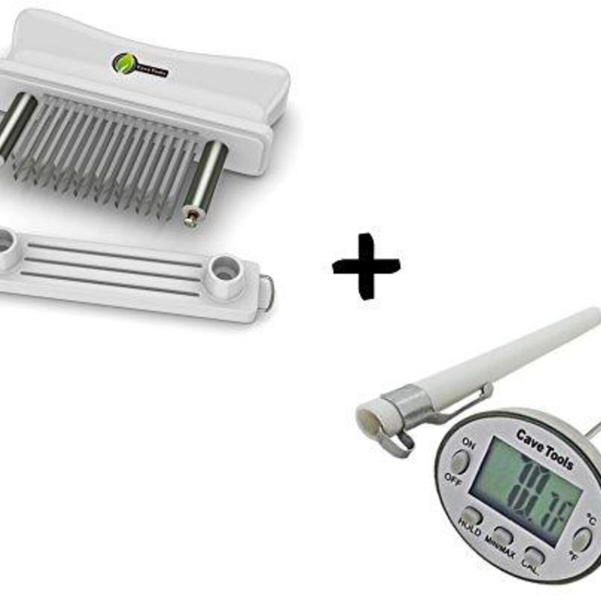 Meat Tenderizer 48 Blade + Digital Cooking Thermometer - INSTANT READ & - For BBQ Grilling Candy Chocolate Liquids Smoker - Stainless Steel Casing Long Food Probe & LCD Display