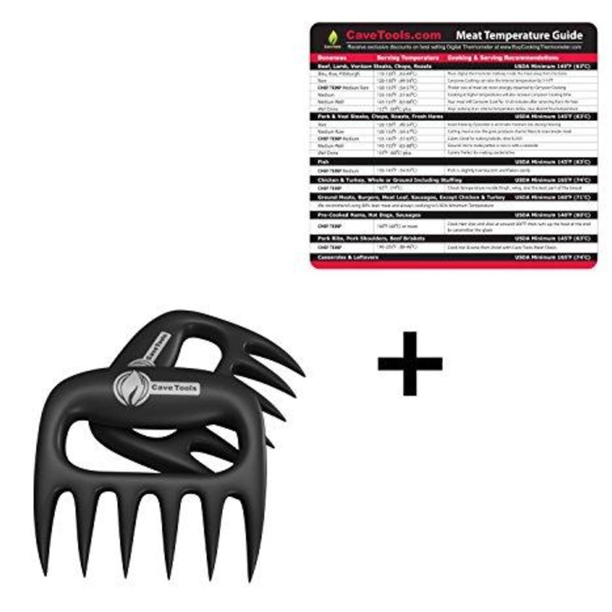 Temperature Magnet (lg) + Pulled Pork Shredder Claws - STRONGEST BBQ MEAT FORKS - Shredding Handling & Carving Food - For Pulling Brisket from Grill Smoker or Slow Cooker - BPA Free Barbecue Paws