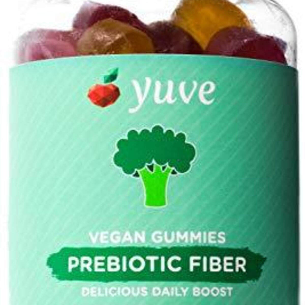 Yuve Vegan Prebiotic Gummies Supplement - 3g All Natural Fiber from Chicory Root & Inulin Chewables for Adults & Kids - Helps with Digestive Health & Constipation - Non-GMO, Gelatin & Gluten Free 60ct