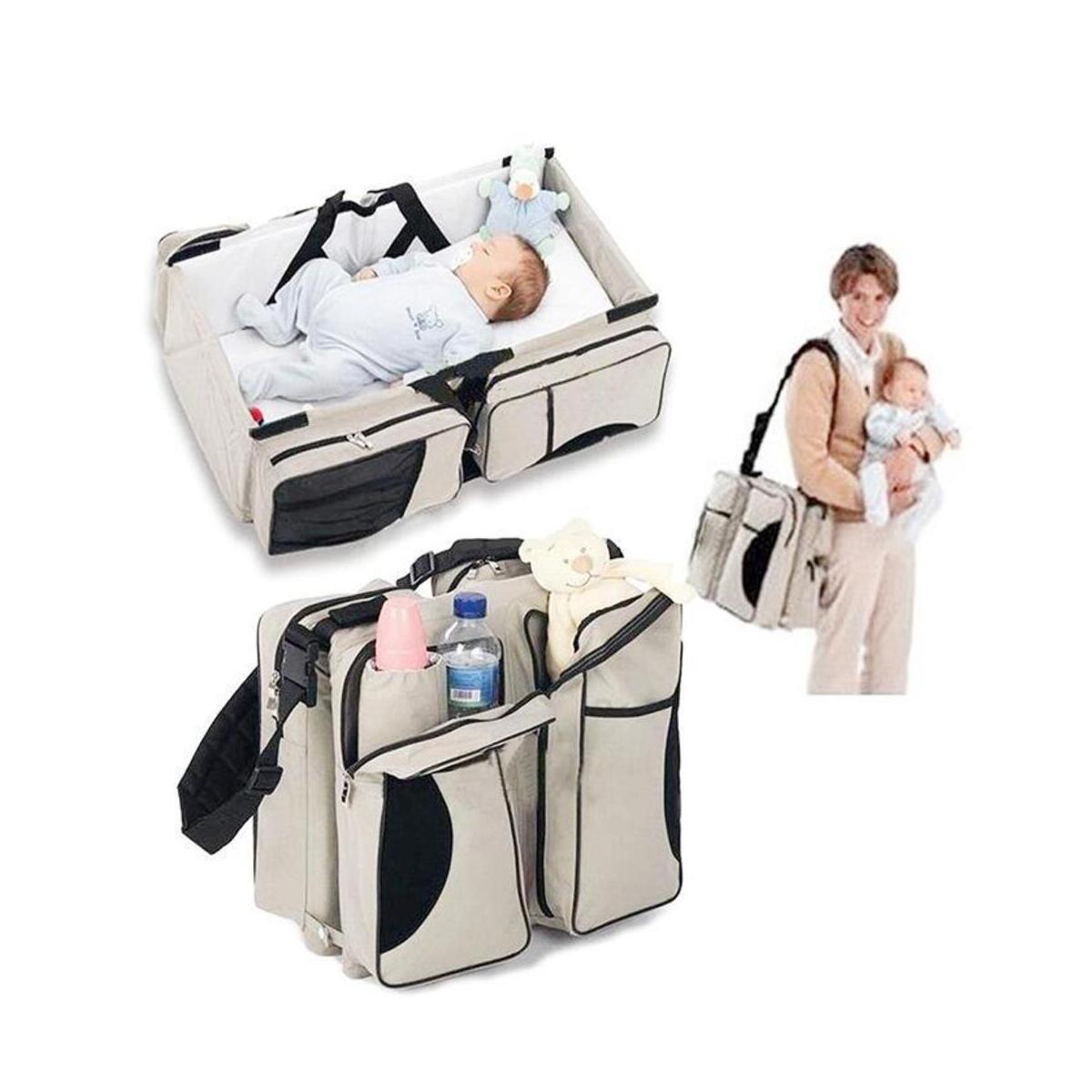 Baby Diaper Travel Bag Changing Station Portable Infant Nursery Crib Folding Bed