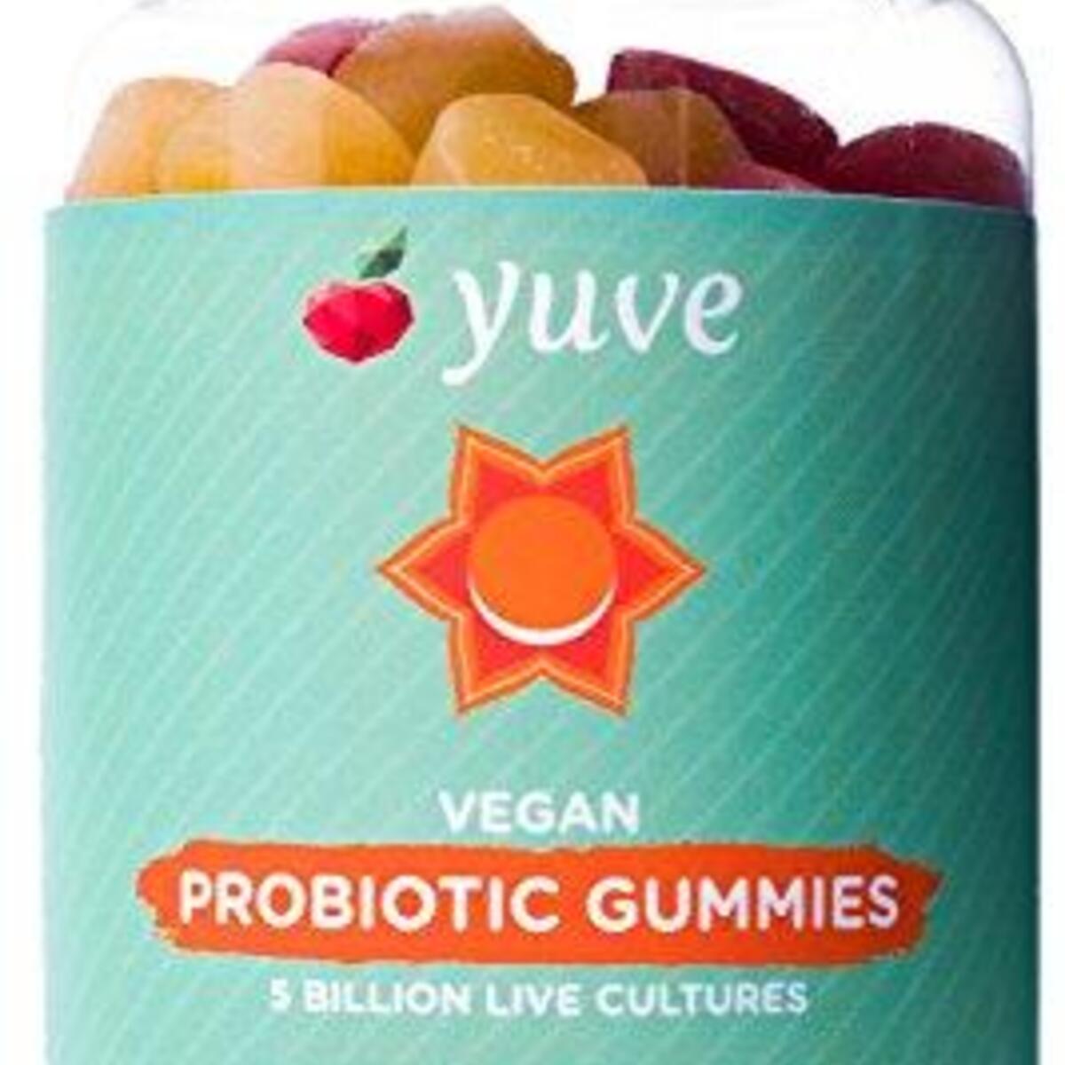 Yuve Vegan Probiotic Sugar-Free Gummies - 5 Billion CFU - Promotes Digestive Health & Immunity - Helps with Constipation, Bloating, Detox, Leaky Gut & Gas Relief - Natural, Non-GMO, Gluten-Free - 60ct